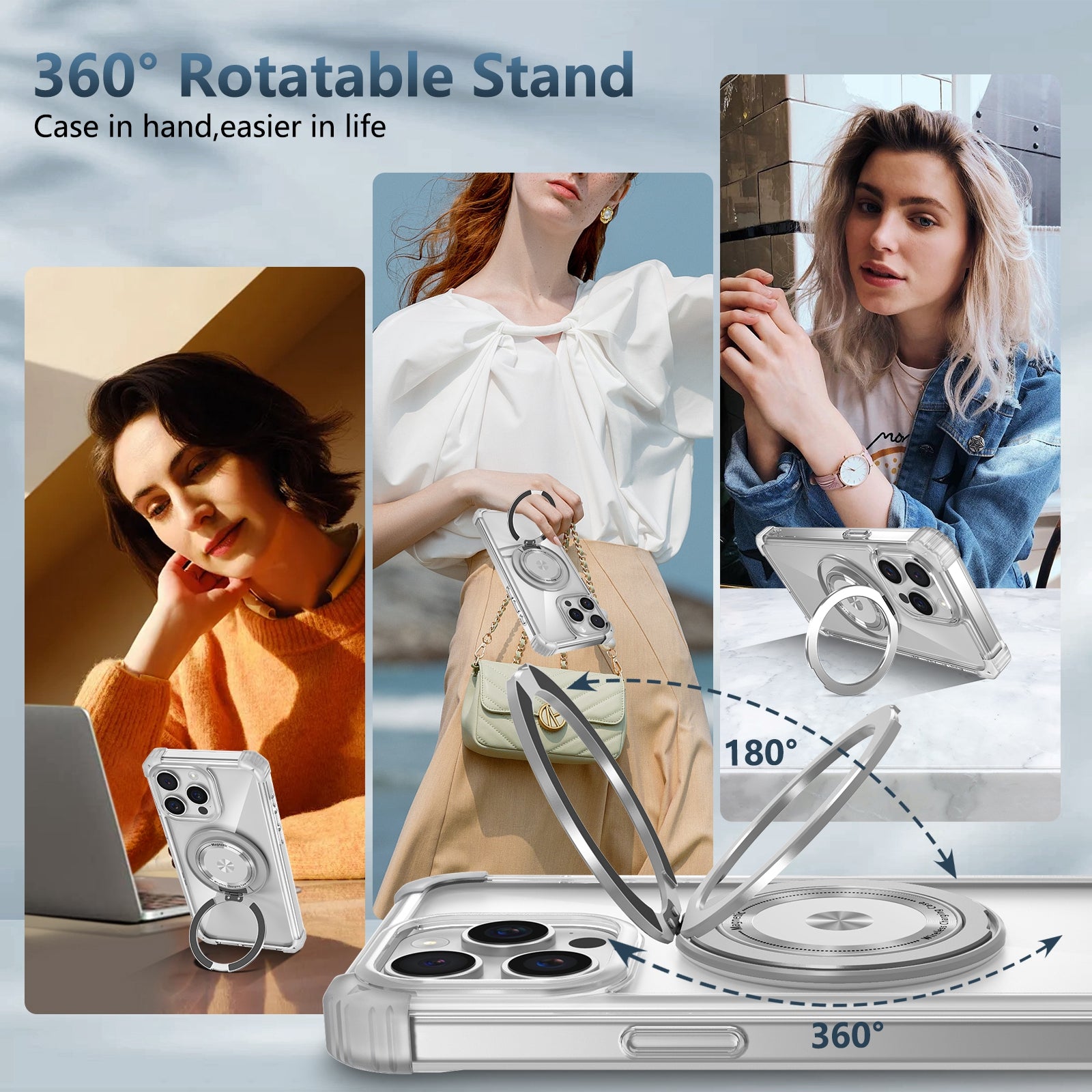 For iPhone 13 Pro 6.1 inch Magnetic Case PC+TPU 360 Degree Rotation Kickstand Phone Cover For iPhone 13 Pro 6.1 inch Magnetic Case PC+TPU 360 Degree Rotation Kickstand Phone Cover